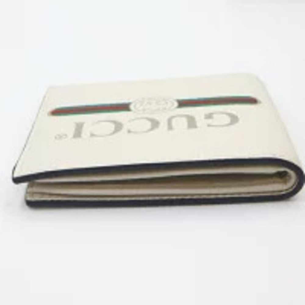 Gucci Bi fold Wallet Off white Black Leather h - Picture 5 of 11